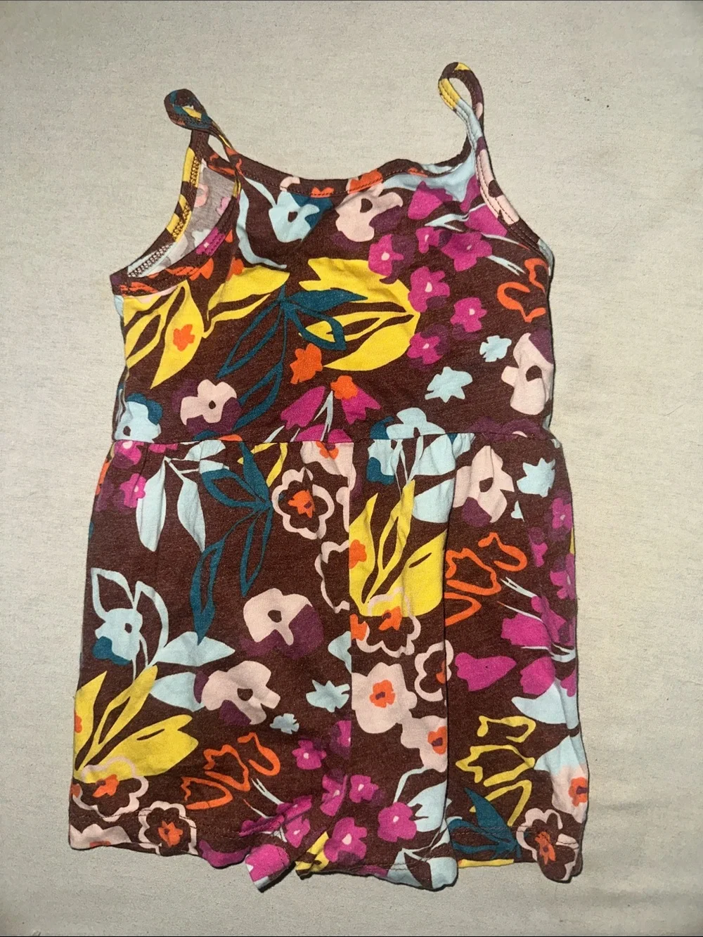 Girls' Size 2T Floral Sleeveless Romper - Multicolor Print